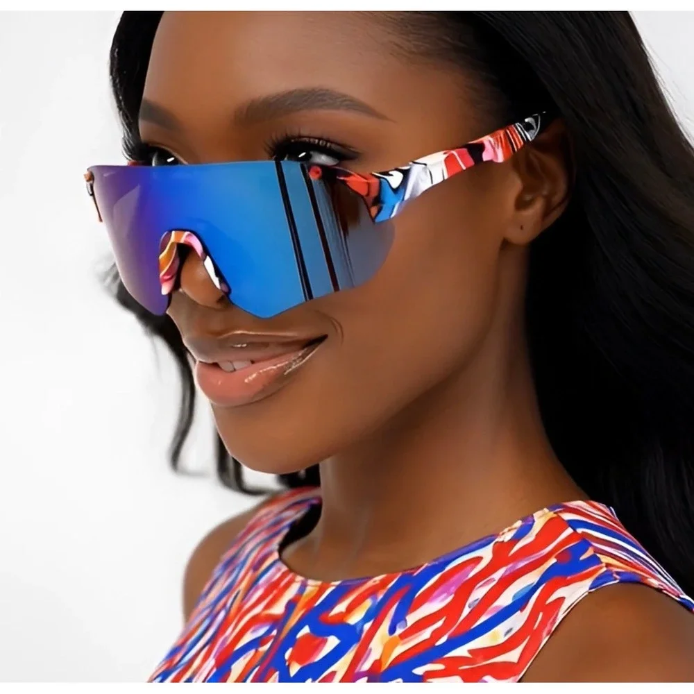 Women Activity Running Glasses Graffiti Print Shield Visor‎ Beach Fashion Lentes